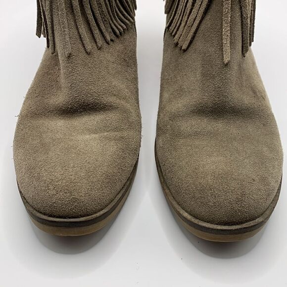Lucky brand Galley style fringe brown suede ankle booties woman’s size 7.5 - Picture 3 of 9